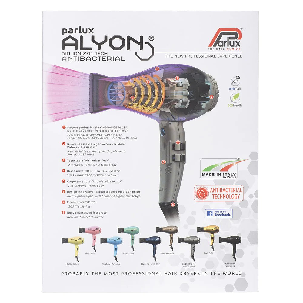 Parlux Alyon Air Ionizer 2250 Tech Hair Dryer Graphite