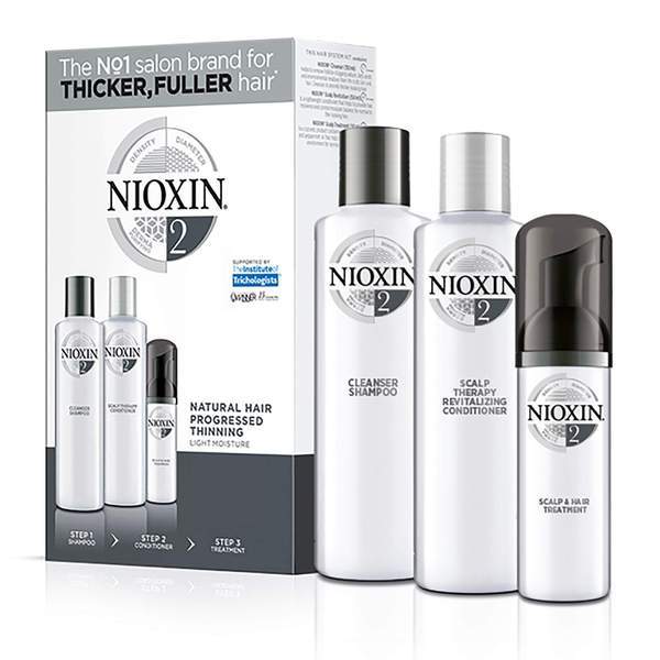 Nioxin System 2 Trial Kit for Natural Hair with Progressed Thinning, 15ml+150ml+50ml