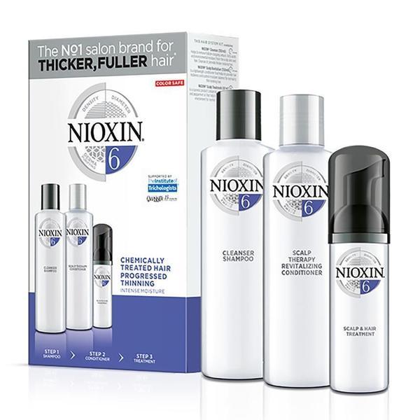 Nioxin System 6 Trial Kit for Chemically Treated Hair with Progressed Thinning, 150ml+150ml+50ml